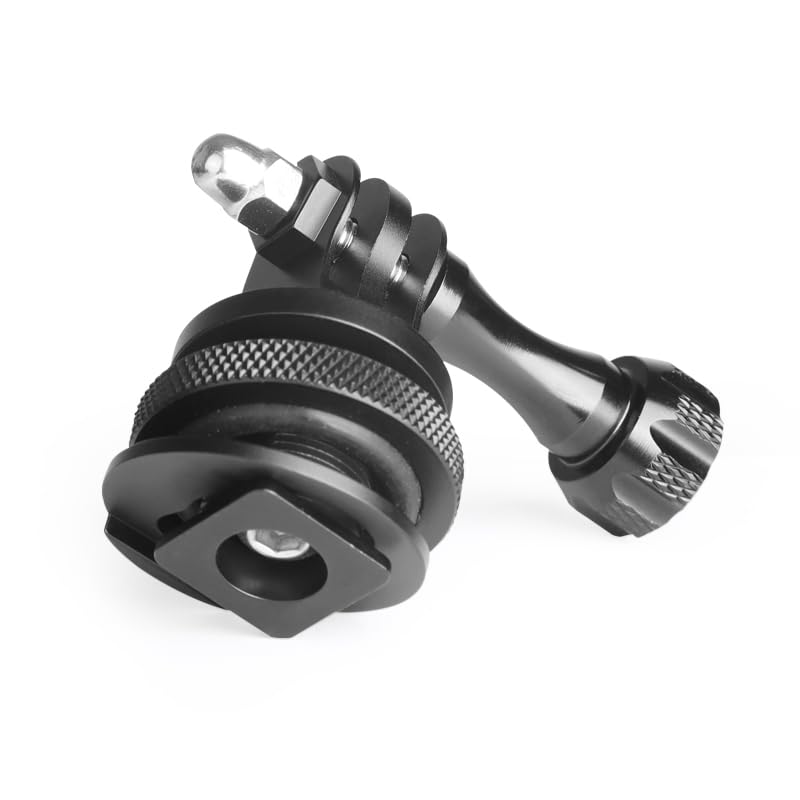 Image of Action Camera Cold Shoe Mount Adapter, Black Aluminum, Professional Camera Mounting Accessory Compatible with GoPro Accessories Go Pro DJI Insta360 (YH-B3)