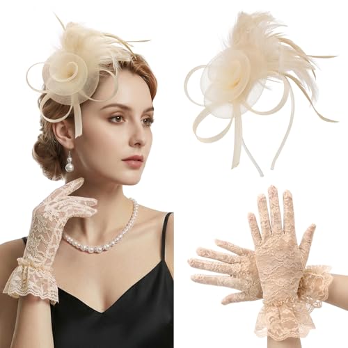 Image of DRESHOW Fascinators Hats for Women Tea Party Fascinator Hats Vintage 50s Headwear Cocktail Wedding Church Derby Hat