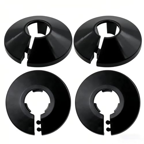 4PCS Radiator Pipe Cover 15mm Pipe Trim Ring Decorative Pipe Collar Easy Install Durable Cover for Radiator Pipes (Black)