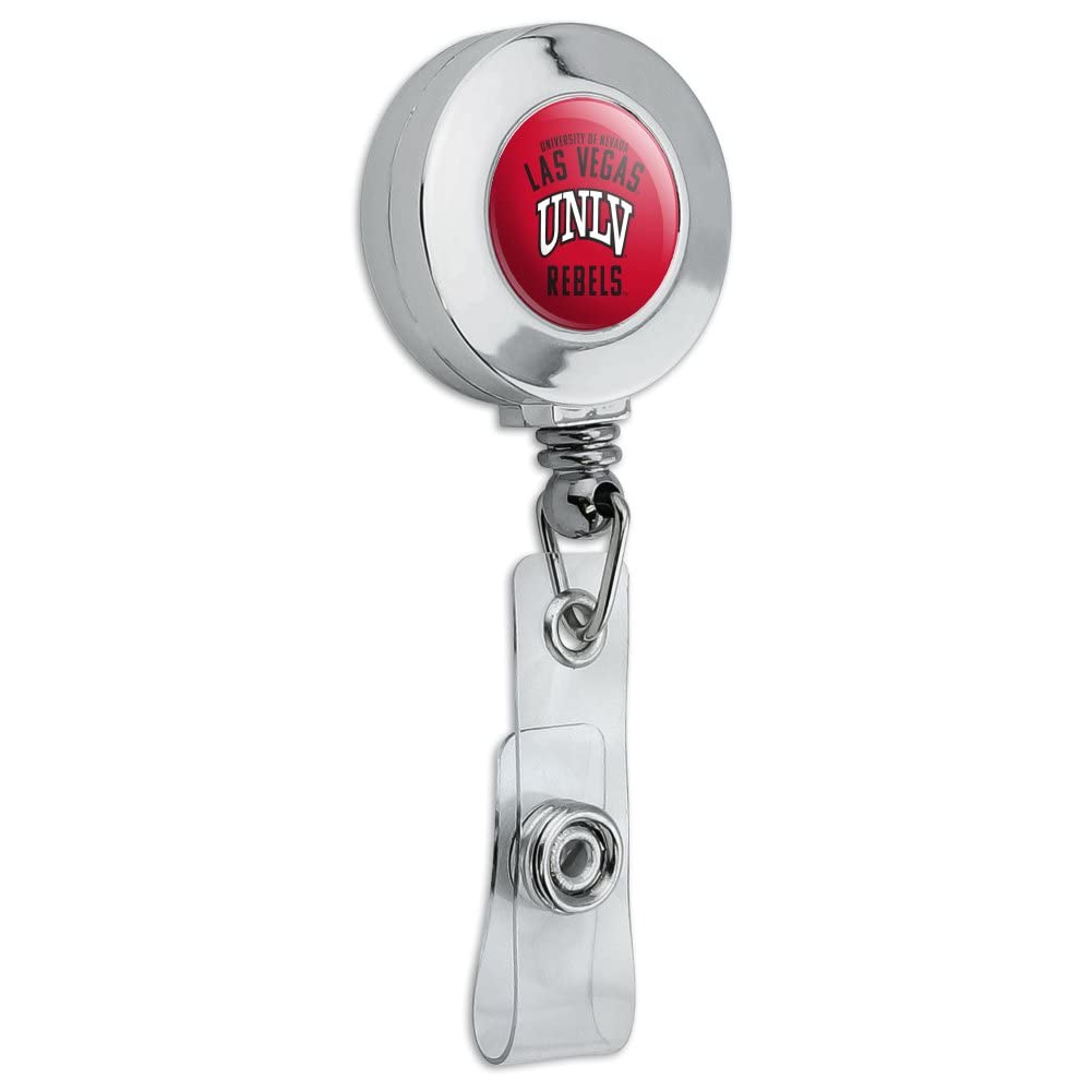 University of Nevada, Las Vegas Rebels Logo Retractable Reel Chrome Badge ID Card Holder Clip