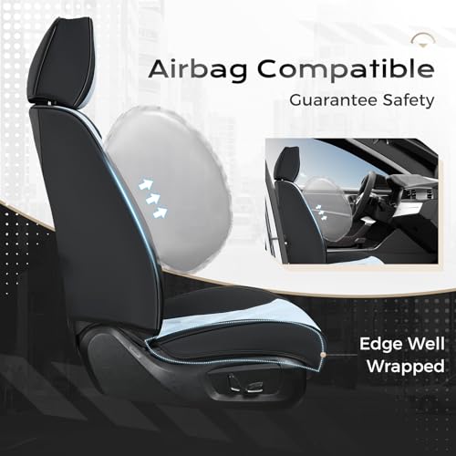 Image of Coverado Car Seat Covers, Front Covers for Cars, Car Seat Cover Front Seats, Car Seat Protector Waterproof, Leather Car Seat Cushion, Universal Interior Covers Seat Protectors for Most Cars Purple