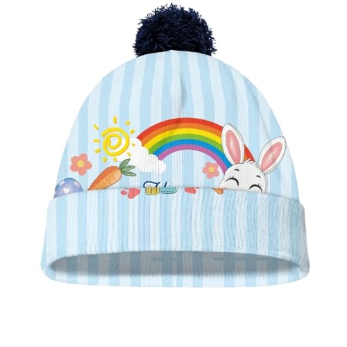 Girls Winter Hat Cute Pink Kids Beanie with Pom Pom Warm Knitted Hat