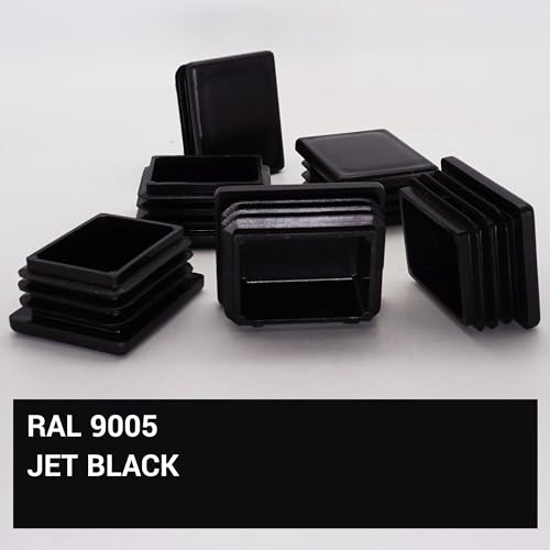 SKIR’CO (6 Stück) Rechteckige Kunststoffstopfen 40 x 50 mm, Matt Rechteckstopfen, Rechteckige Rohreinsätze, Zaunpfosten Kappen, Schwarz RAL 9005