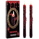 8 Pack Vampire Tears Taper Candles, 10 inch Tall Bleeding Candles, Soundvalue Unscented Black Tapered Candlesticks, Spooky Blood Drip Candle Set for Halloween Party Gothic Home Decorations