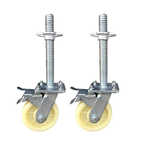 Scaffold Wheels with Steel Spindle – 2-Pack Rolling Casters with Brakes, Universal Scaffold Spindle Rollers, 15 cm Height, Compatible with Various Brands