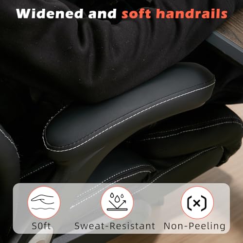 Image of 700lbs Big and Tall Office Chair - Heavy Duty Executive Desk Chair with Inflatable Lumbar Support, Extra Wide Padded Seat, Flip-up Arms, Metal Base & Quiet Rubber Wheels, High Back Ergonomic Chair