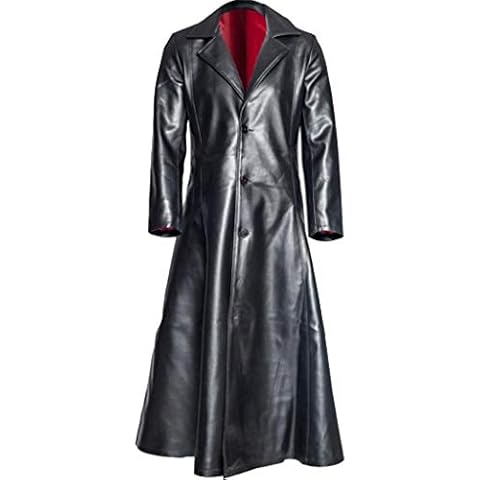 YiMiny Leder Jacken Herren Softshell Winter Gothic Mantel Herren Lang Piraten Mantel Herren Vintage Einfarbig Knopf Revers Warm Verdicken Outdoor Jacken Herren übergrößen Cover