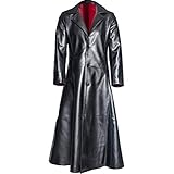 YiMiny Leder Jacken Herren Softshell Winter Gothic Mantel Herren Lang Piraten Mantel Herren Vintage Einfarbig Knopf Revers Warm Verdicken Outdoor Jacken Herren übergrößen(Schwarz,M)
