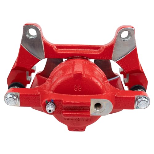 Image of TRQ Front Right Brake Caliper w /Bracket Performance Red Passenger Side