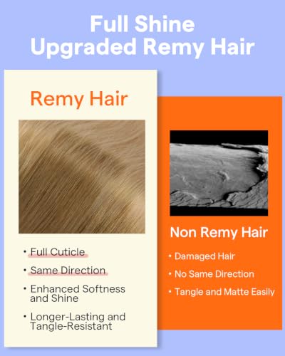 Image of Full Shine Human Hair Extensions Clip ins, Balayage Blonde, 22 Inch | Human Hair Clip in Extensions, Golden Brown Ombre, Remy Hair Extensions, for Fine Hair, for Dinner Outfit, 7 Pcs 120g