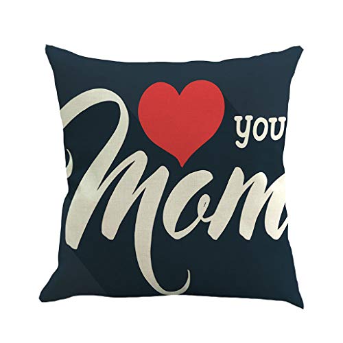 Cushion Cover Mother's Day Black Print Letter Square Pillow Case Throw for Sofa Bedroom Car with Invisible Zipper 45x45cm (B)