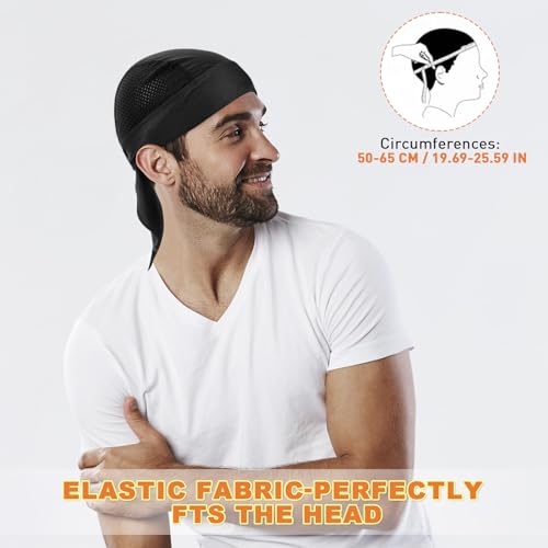 Image of YANIKY Bandanas Skull Caps for Men, Women Skull Cap Helmet Liner Cycling Hat Durags Motorcycle Bandana Sweat Wicking Do Rag