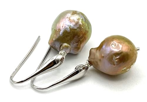 Boucles d'oreilles perles baroques marrons en argent 925 de fabrication italienne