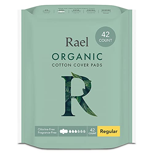 Rael 100% Organic Cotton Menstrual Regular Pads, Ultra Thin Natural Sanitary Napkins with Wings (42 Total), Pack of 3