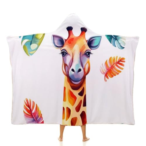 Cape à capuche colorée imprimé girafe pour voyage et canapé