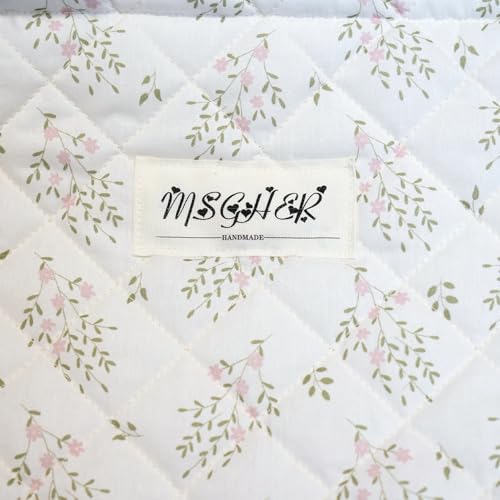 Image of Floral Quilted Cotton Shoulder Bag for Women Daily Use Medium Size Handbag Large Capacity Thickened Design Tote