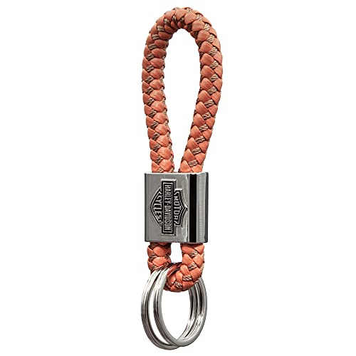 ハーレーダビッドソン B&S 編み込みビニールオレンジキーホルダー PC4544, オレンジ, One Size