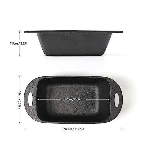 Molde rectangular HAWOK pan de hierro fundido de alta densidad culinaria 3