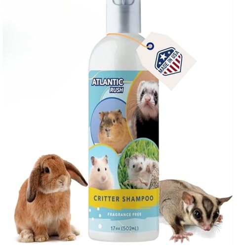 Critter Shampoo for Small Pets - 17 oz Small Animal Fragrance & Detergent Free Shampoo - Sensitive Skin Shampoo for Ferrets, Guinea Pigs, Rabbits, Hedgehogs, Hamsters & Sugar Gliders (Unscented)