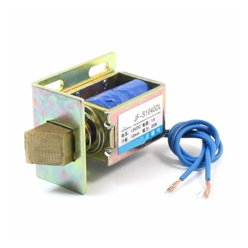 KOKYLEZN Door Lock Solenoid Electromagnet 12V DC 1A 10mm Stroke 25N 2.5Kg 5.5LB Force Open Frame Type JF-S104DL