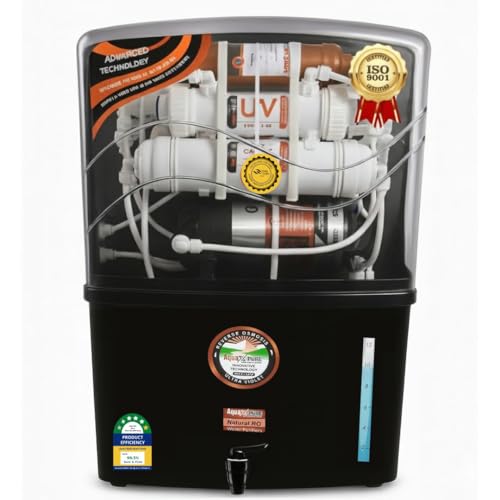 Image of Aqua X Pure Grand Plus Black Water Purifier | RO+UV+UF Multi-Stage Purification | Copper & Zinc Enriched Water | 12L Storage Tank | Suitable for All Water Sources | 1-Year Warranty. (Grand+ Black)