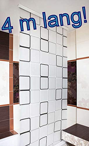 KSHANDEL24 PERFEKT FÜR HOHE Decken! Kassetten DUSCHROLLO 4 m LANG Quadro! DUSCHVORHANG ÜBERLÄNGE 140 x 400 cm! Shower Rollo Curtain!