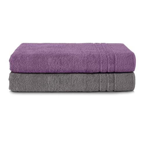 Komfortec 2er Saunatuch Set 70x200 cm aus 100% Baumwolle, XXL-Saunatücher, Sauna Handtuch, Weich, Groß, Frottee, Schnelltrocknend… – Ansicht 1