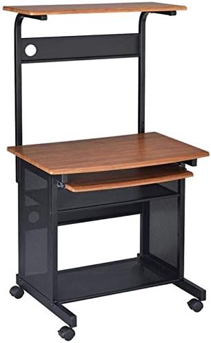 Coaster Furniture Moser Modern Space Saving Mobile Workstation Computer Desk with Keyboard Tray and Storage Shelf Black 7121