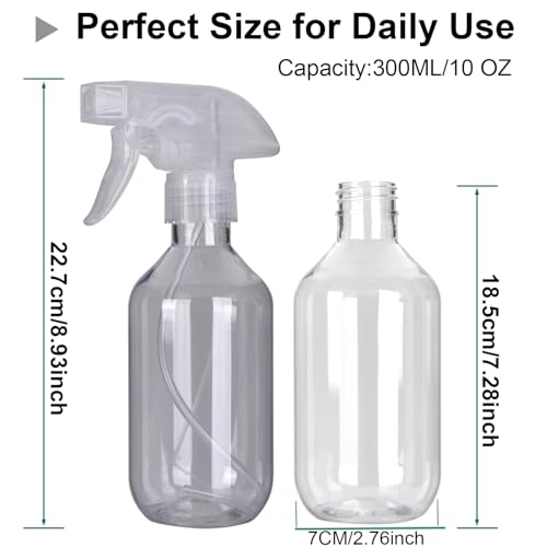Plastic Spray Bottles - 10.5OZ/300ML Empty Spray Bottles for Cleaning Solutions,Pet, Essential Oils, Hair, Cooking - Mist/Stream Water Bottle3