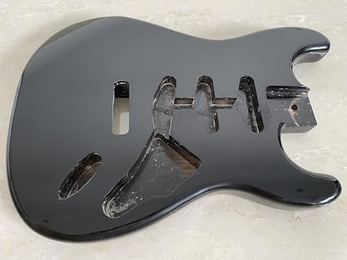 Unfinished Handcrafted Guitar Body Alder Wood Electric Guitar Body Guitar Barrel Replacement Parts for ST Style Guitars DIY Parts S-S-S Black Glossy.