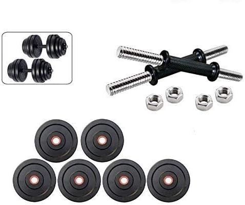 Body Tech Rubber 20kg-Combo with 14 Inches Steel Dumbells Rod-RUBBCOMBO20