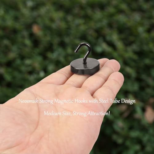 Image of Neosmuk Magnetic Hooks Steel Tube Design for Cruise,100lb+ Gunmetal,10 Pack | Cruise Ship Essentials,Heavy Duty Magnett Hooks for Cabins, Refrigerator, Grill, Hanging, and Travel Extra Strong Must-Haves