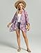 WEIYAN Women's Tops Loose Chiffon Kimono Cardigan Beach Swim Cover up Blouse(Pinkleaf,Small)