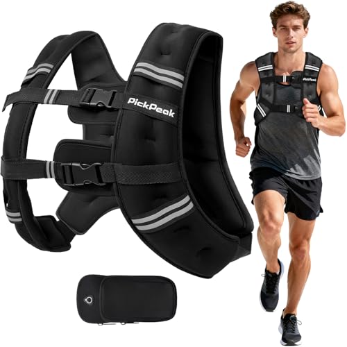 PICKPEAK Weighted Vest for Woman Man 5lb/6lb/8lb/11lb/12lb/13lb/15lb/20lb/25lb/30lb Weighted Vest for
