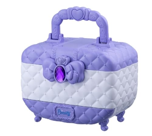 SIzlaho プリンセスメイクアップセット アイシャドウフルセット 引き出しタイプ 防塵 ごっこ遊びメイクアップおもちゃ (823 パープルスーツケース)