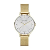 Skagen Women's Anita Lille Three-Hand Gold Stainless Steel Mesh Band Watch (Model: SKW2150)