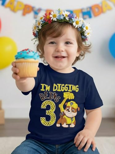 Image of Tstars Paw Patrol Rubble 3rd Birthday Shirt Toddler Boy 3 Year Old Tee