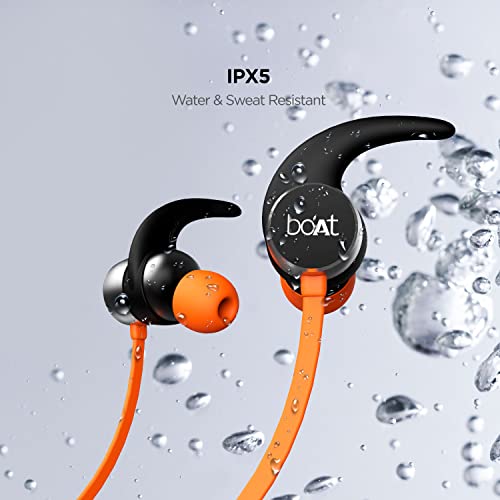 Image of boAt Rockerz 255 in Ear Bluetooth Neckband with Upto 8 Hours Playback, Secure Fit, IPX5, Magnetic Earbuds, BT v5.0 and Voice Assistant(Orange)