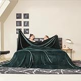 COOVA Oversized King Fleece Blanket 120x138 inches, Soft Cozy Warm Giant Extra Large 10'x11.5' Blanket for Bed, Sofa, Couch,Travel, Camping, California Huge Flannel Big Throw Blanket, Forest Green