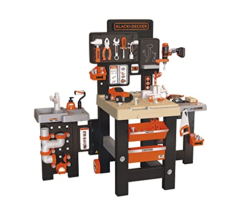 Smoby - Black+Decker - Mega Center - Zabawka do samodzielnego wykonania warsztatu - Mechanika, hydraulika, malowanie, stolarstwo - Wiele akcesoriów w zestawie - Od 3 lat - Wyprodukowano we Francji
