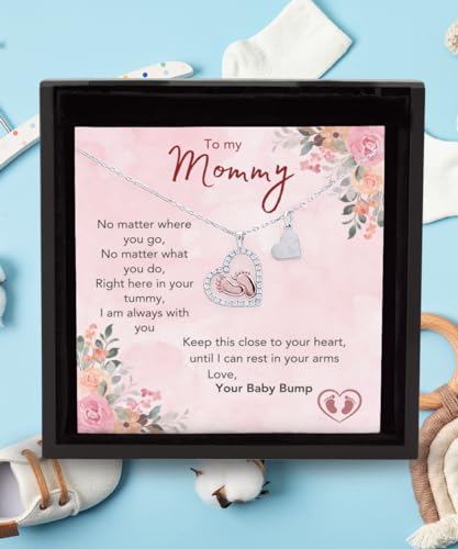 Mommy to Be Gift, Mom to Be - Sterling Silver Baby Feet Necklace, Pregnancy Gifts, to My Mommy from Baby Bump Necklace, Expecting Mom Gifts2