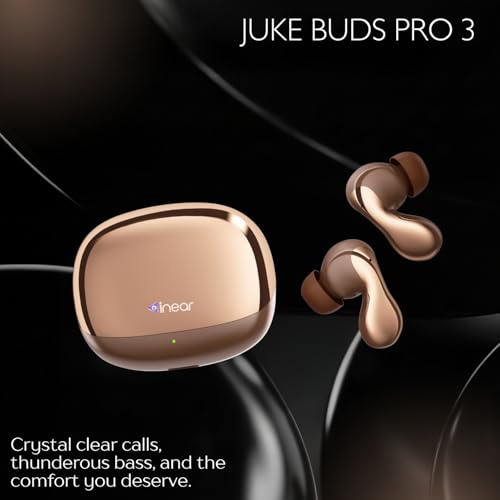 Image of inear Launch Juke Buds Pro3 TWS Wireless Earbuds with 10mm Drivers, 60H Playback, 42dB ANC, 3D Spatial Audio, 47ms Low Latency, Dual Device Connectivity, Bluetooth Earbuds | Brown