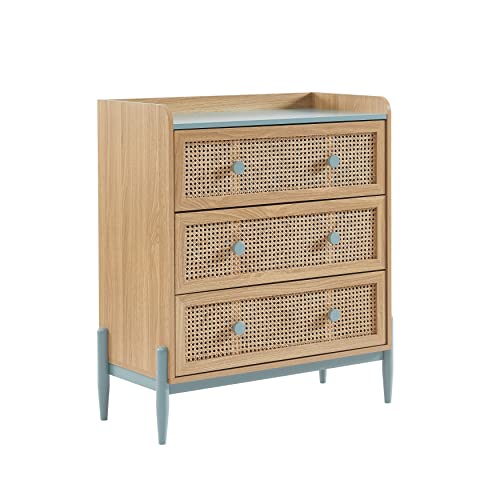 BAÏTA Comò Bambino Pablo Blu e cannage rattan