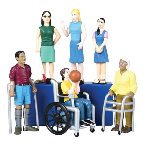 Creative Minds Marvel Education Diverse Abilities Toy Figure Set for Kids Ages 3+, Set of 6 Inclusive Toy Figurines with Wheelchairs, Canes, and More, Multicolor