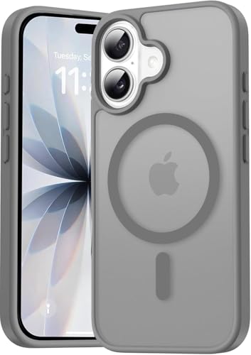 Image of Elzzi Magnetic for iPhone 17 Case, [Full Camera Protection] [Compatible with Magsafe] [Translucent Matte] Shockproof Protective Phone Case for Men & Women - Grey