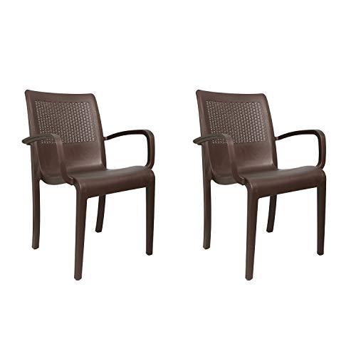 Image of Cello Ecstasy Chair Set Pack of 2 - Brown | Strong and Durable | Easy to Clean | Chair for Living Room, Bed Room, Kitchen, Office Room, Outdoor | 3 Years Warranty