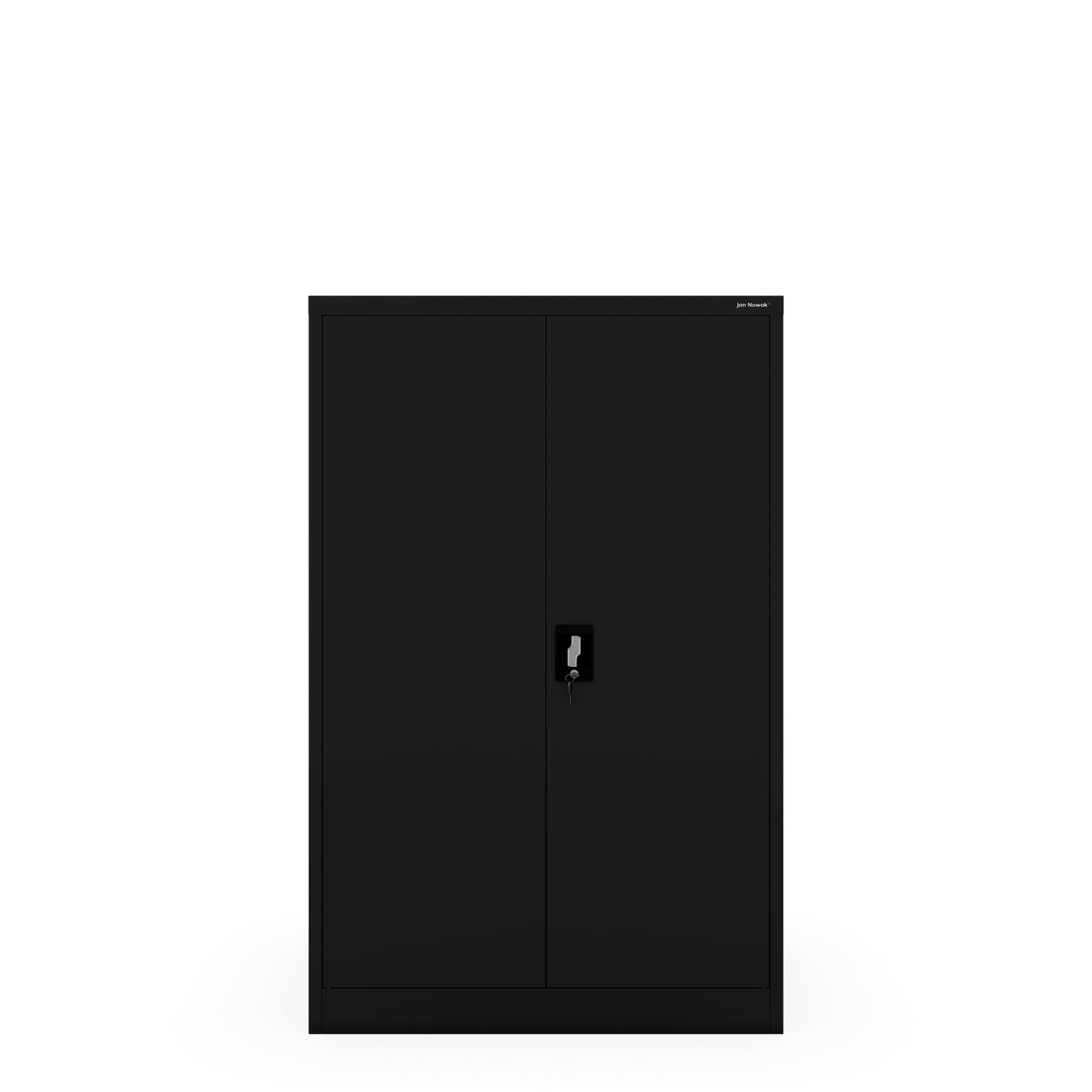 Jan Nowak Aktenschrank Büroschrank Metall, abschließbar, 140 x 60 x 90 cm | Dokumentenschrank, Ordnerschrank und Metallschrank für 40 Ordner, 3 verstellbare Böden je 50 kg, 2 Schlüssel