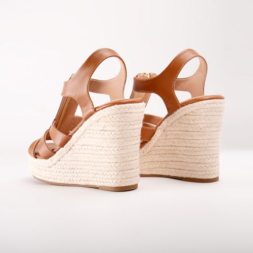 Image of Womens Front Zipper Espadrille Wedge Sandals Dressy, High Heel Platform Sandals Open Toe Slingback, Comfy Sexy Summer Wedges Sandals