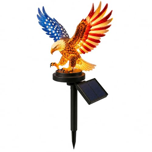 Personalized Solar Eagle Garden Light America 250th Anniversary Solar Powered Garden Light Patriotic Memorial Day Decor Light Up Yard Eagle Garden Stakes 4th of July Decorations Outdoor(Style-A)