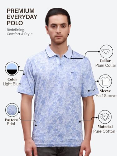 Image of Colorplus Men's Pure Cotton Print Pattern Classic Fit Polo Neck Half Sleeve Casual T-Shirt